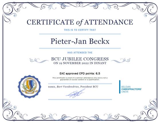 Chiropractor Beckx - BVC 75yr Jubilee