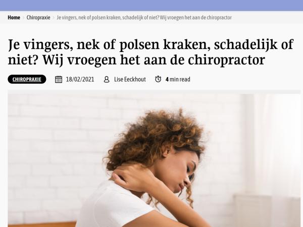 Gent - Chiropractor Beckx interview met gezond.be.